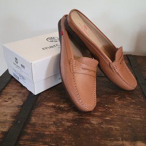 NWT Marc Joseph Tan Grainy Leather "Rosemary Dr" Mules